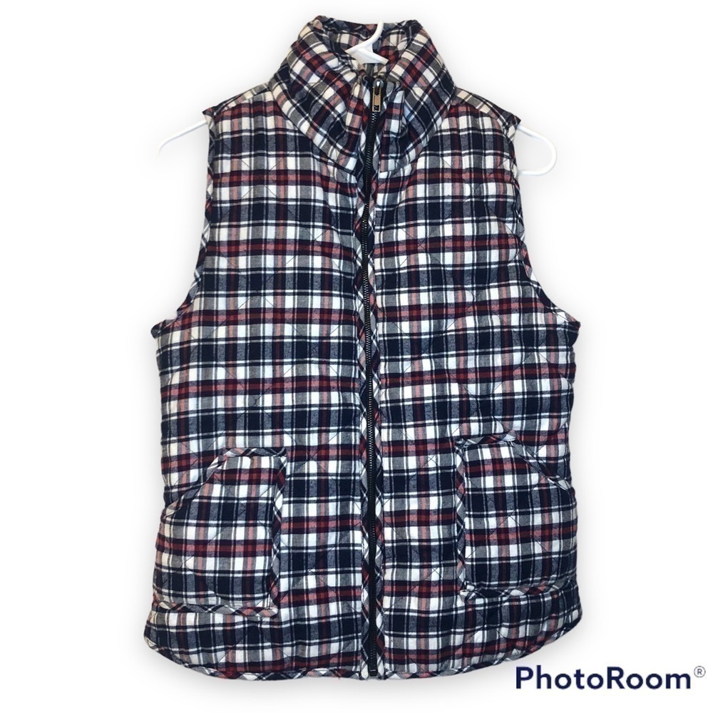 TY Alexander’s Womens Plaid Quilted Cotton Full Zip Vest Size Small